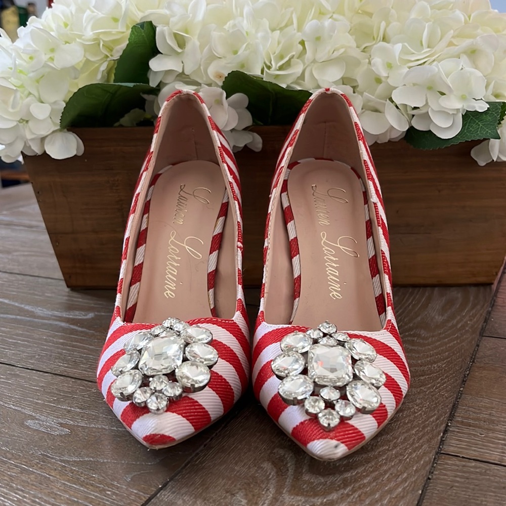LAUREN LORRAINE RED & WHITE HEEL Size 5.5